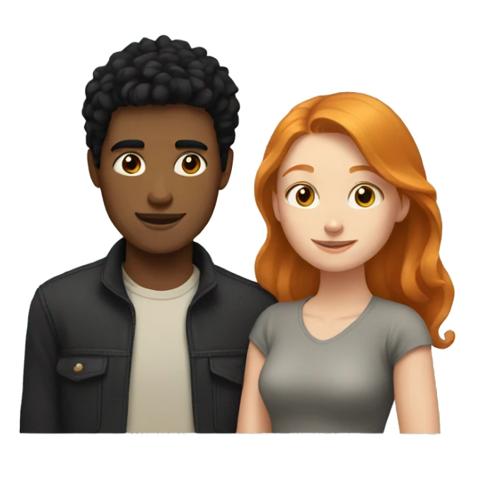 young Man with black hair and young ginger woman cuddle sticker