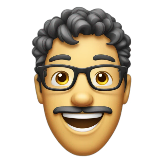 A goofy  funny nerd with glasses and cute stange smile sticker
