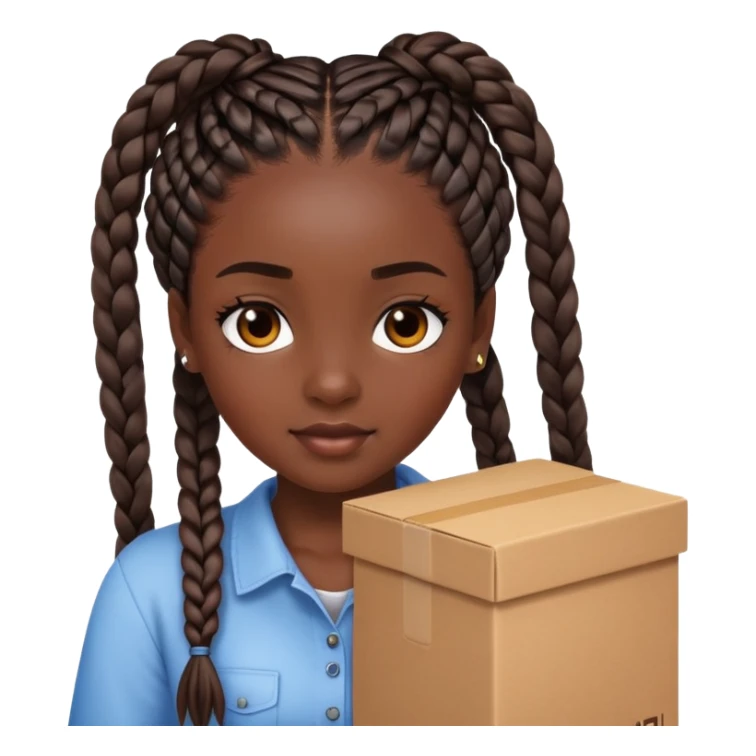 Dark skin girl with box braids sticker