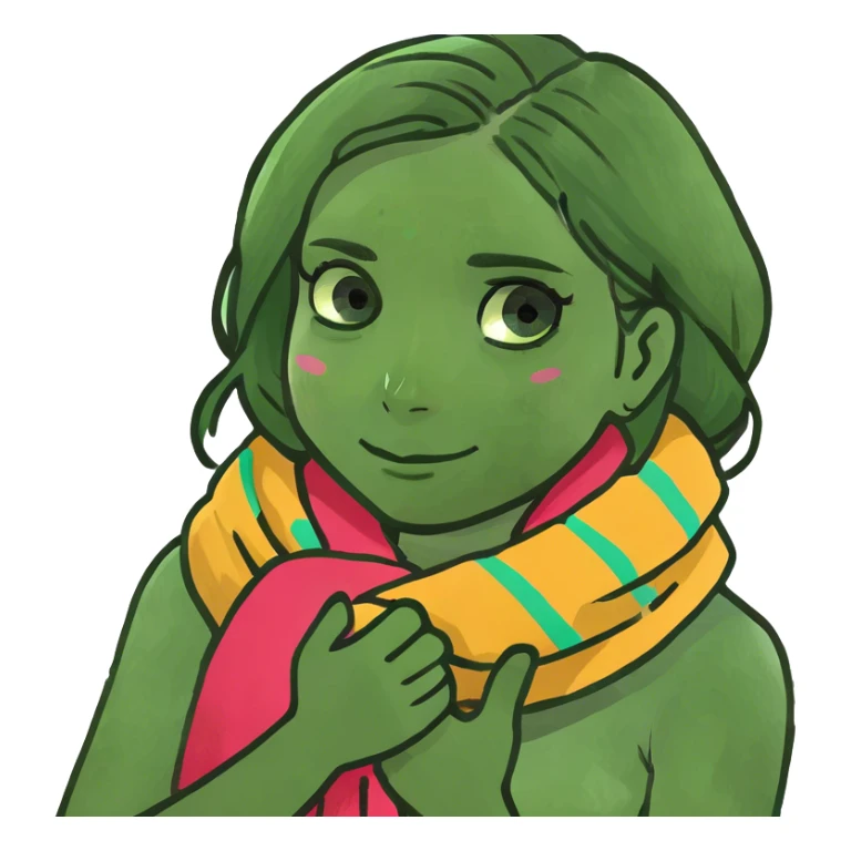 Girl hands crossing holding neck  sticker