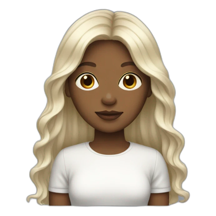 white long hair brown  girl with curtain bangs sticker