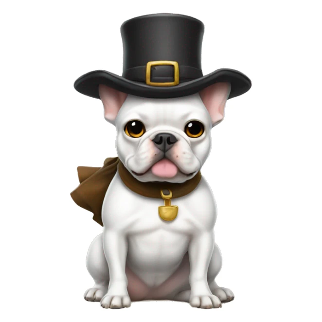 White French bulldog dressed as pilgrim sticker