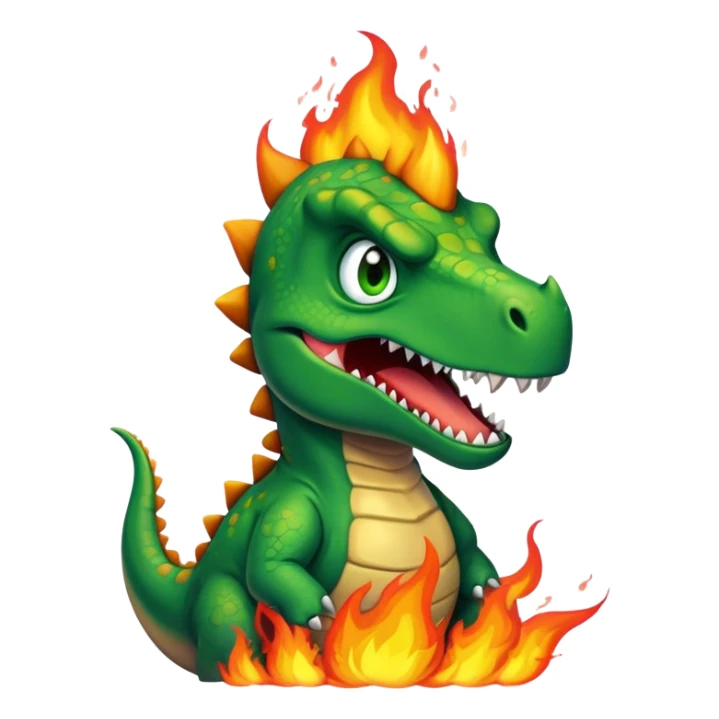 angry office dinosaur in a fire sticker