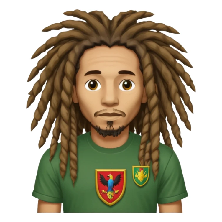 very realistic Bob Marley with gigantic dread locks heraldic crest sticker