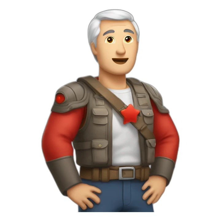 Mon papa avec une étoiles rouge sur l'œil et une ceinture a la main sticker