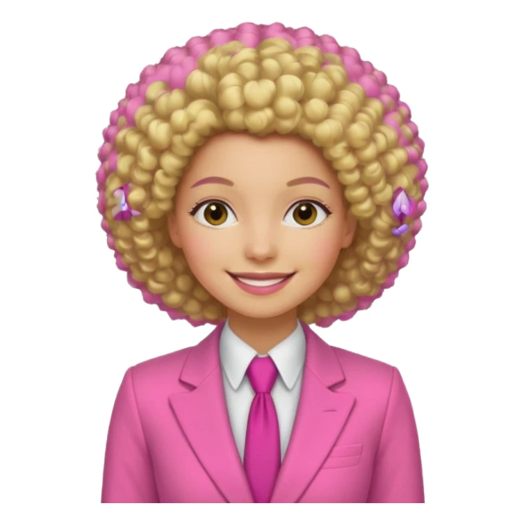 afro blonde hair woman pink suit sticker