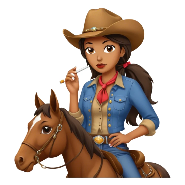 Cowgirl on a horse smoking a cigarette  sticker