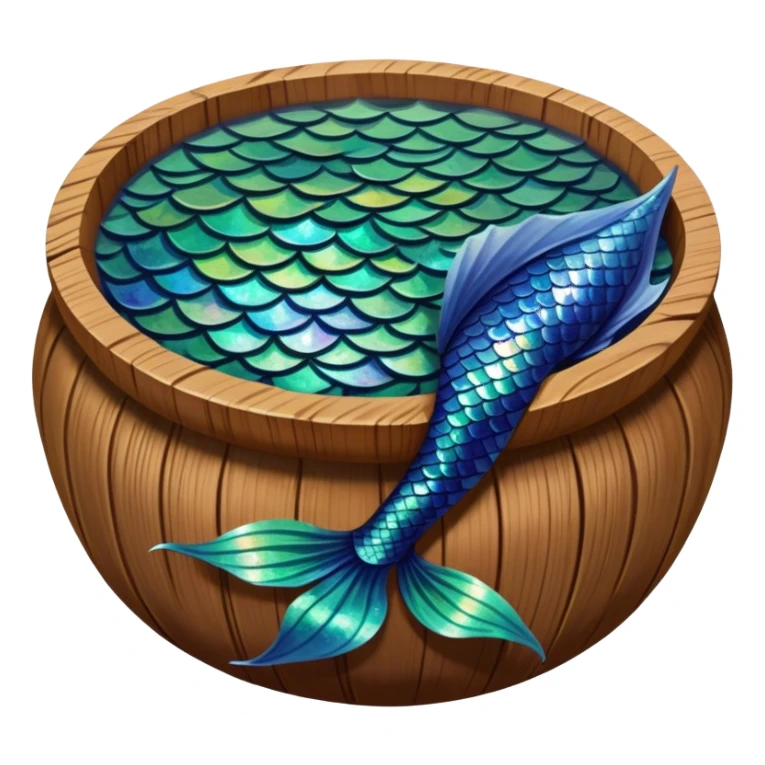 Mermaid tail in a wooden soup bowl sticker