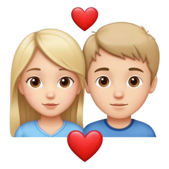 girl and boy in love with hearts between them sticker