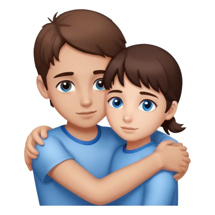 Girl with brown eyes hugging boy with blue eyes  sticker