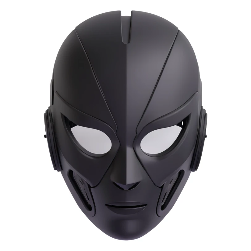 sleek black cybernetic AI mask sticker