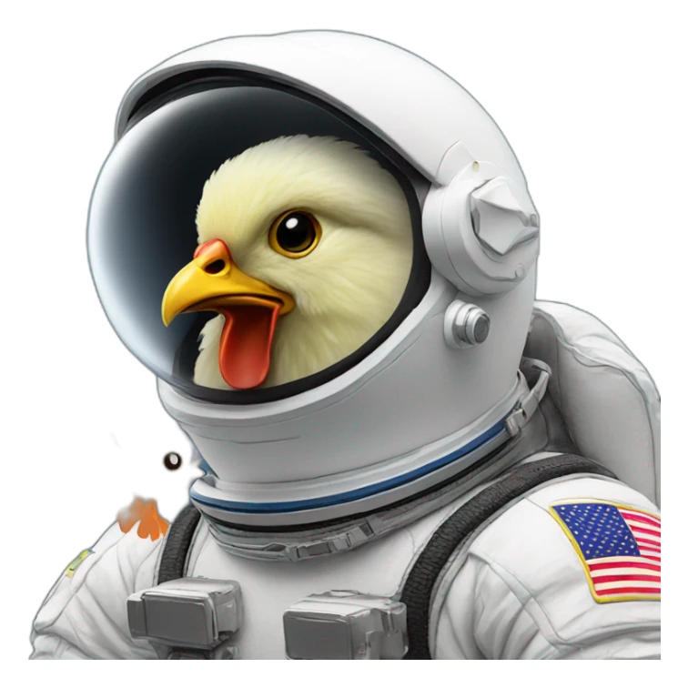 Astronaut with helmet shut riding a chicken sticker