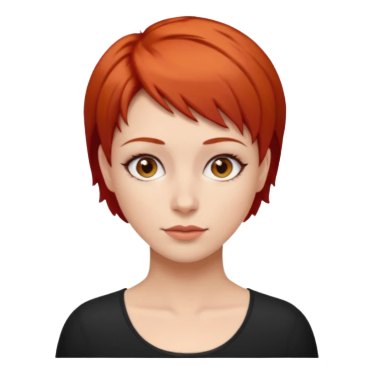 women with very short red hair and brown eyes sticker