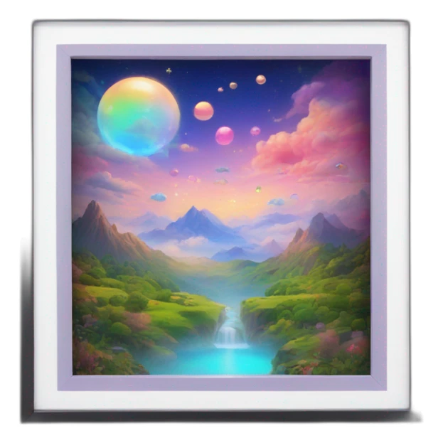 dreamland picture painting holographic in frame  sticker
