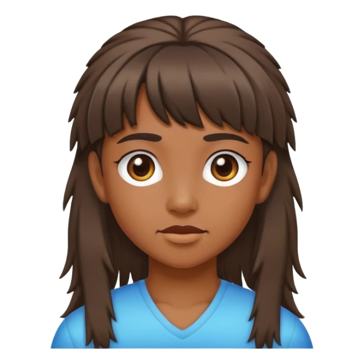 girl with mullet hair brown  sticker