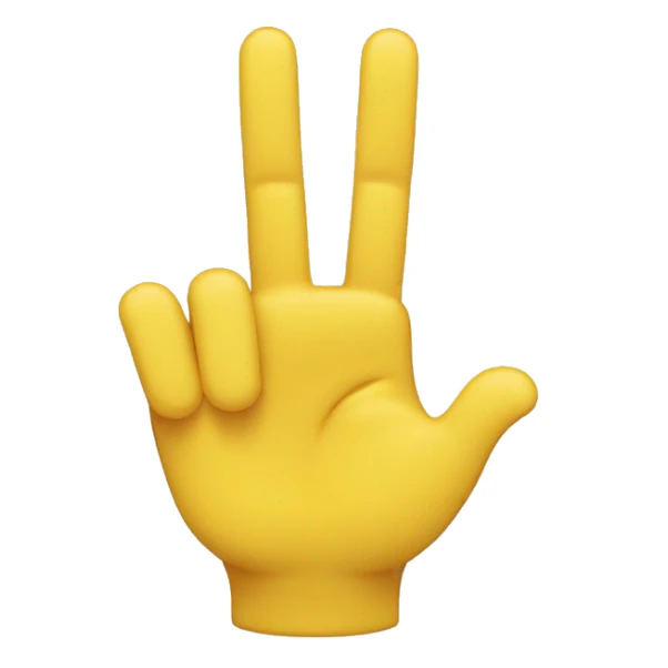 Yellow hand with index middle and ring finger together tumb finger and pinky finger are closed sticker