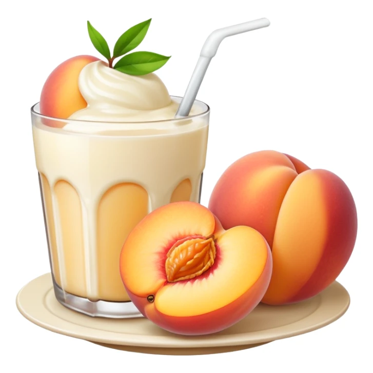 There is a lot of milk on the cut peaches. sticker