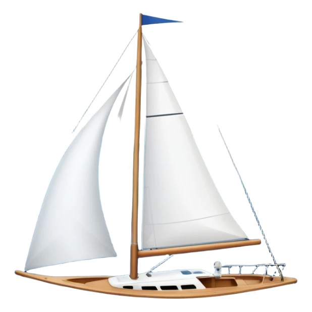 An icon featuring a sleek sailboat with billowing sails cutting through the waves. The design includes the boat's mast, a wind-filled sail, and water splashes, symbolizing the thrill and skill of sailing. Transparent background highlights the elegance and power of wind-driven sports. sticker