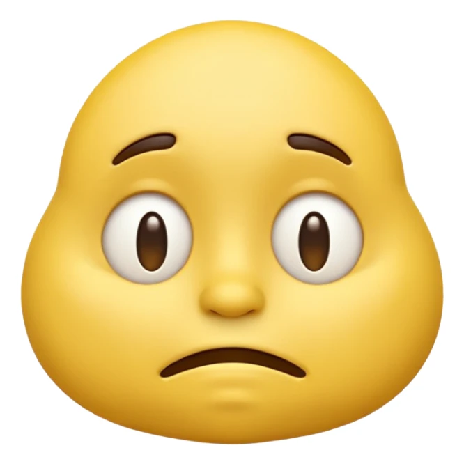 iOS-style 3D classic round yellow emoji face, half-closed droopy eyes, small uneven mouth, and slight head tilt, expressing sleepy and just-woke-up grogginess sticker