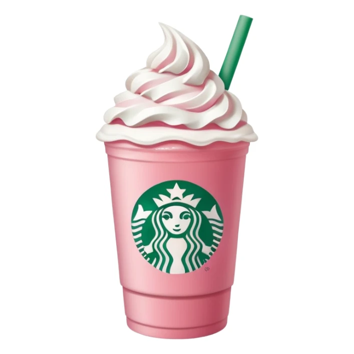 Starbucks strawberry pink drink with whipped cream sticker