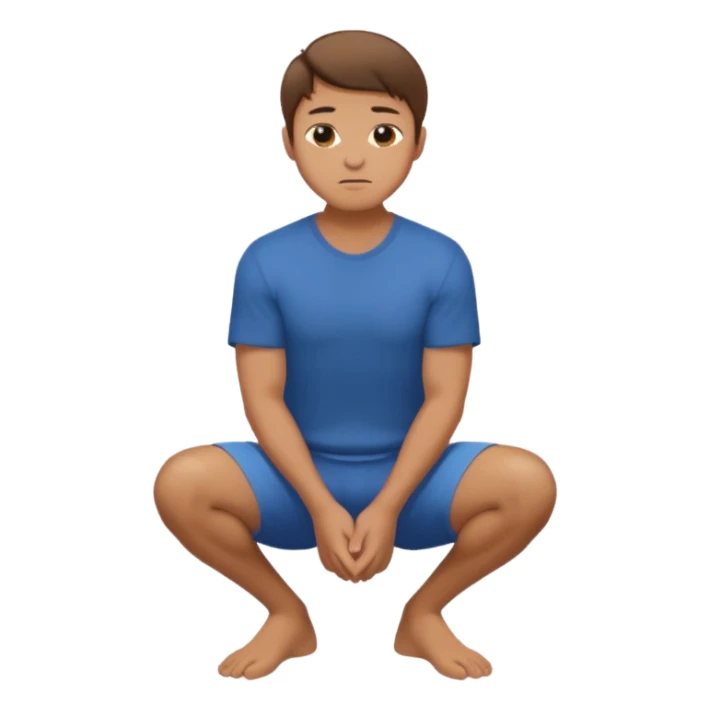 A regular man squatting with his hands on his knees sticker