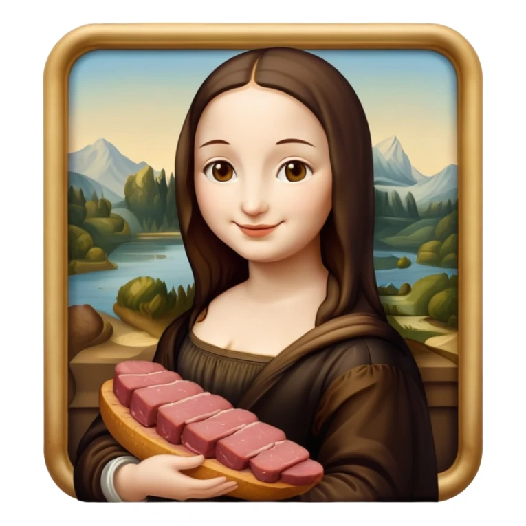 kawaii style art mona lisa SPAM MEAT painting  sticker