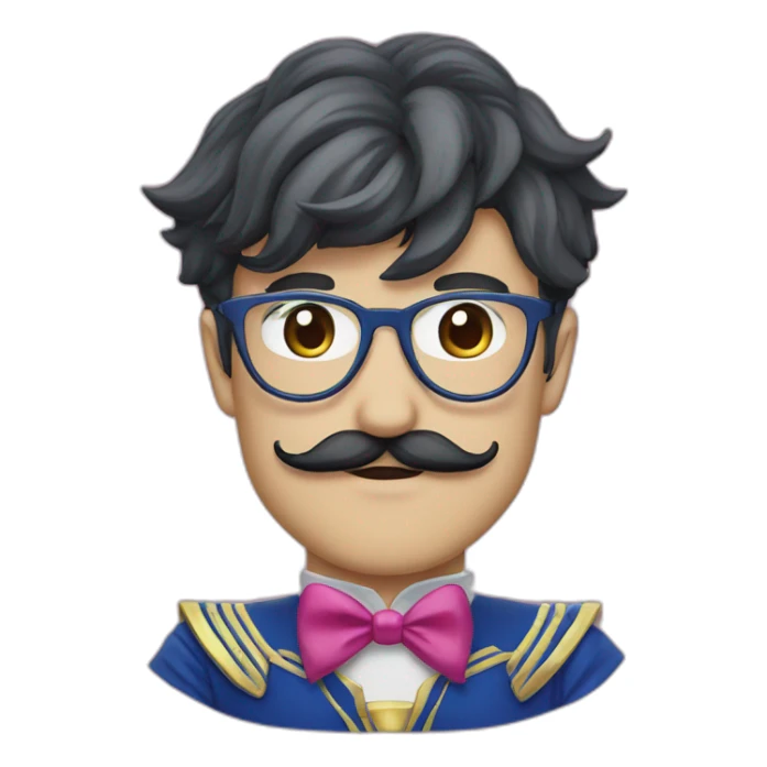 glasses and mustache man wearing Sailor Moon costume’s sticker