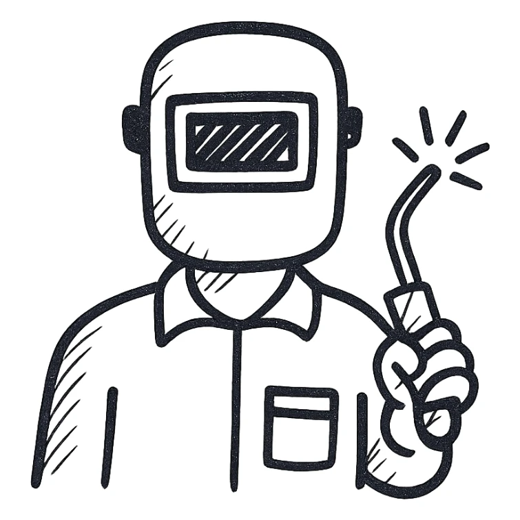 welding, hand drawn sketch of welder sticker