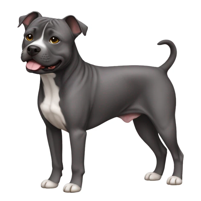 Cute small dark grey staffordshire terrier not only face, full body  sticker