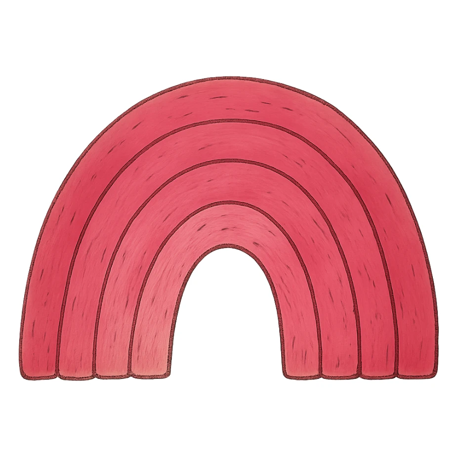 ghibli style icon of a bold pink rainbow sticker