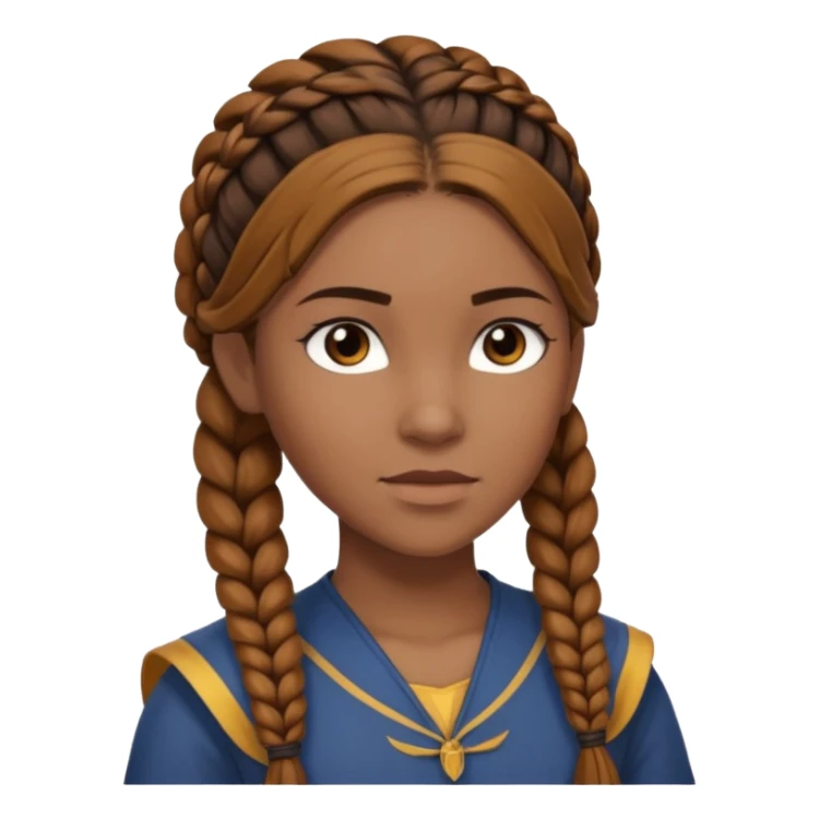 Black Annabeth Chase with brown hair half up corn braids sticker