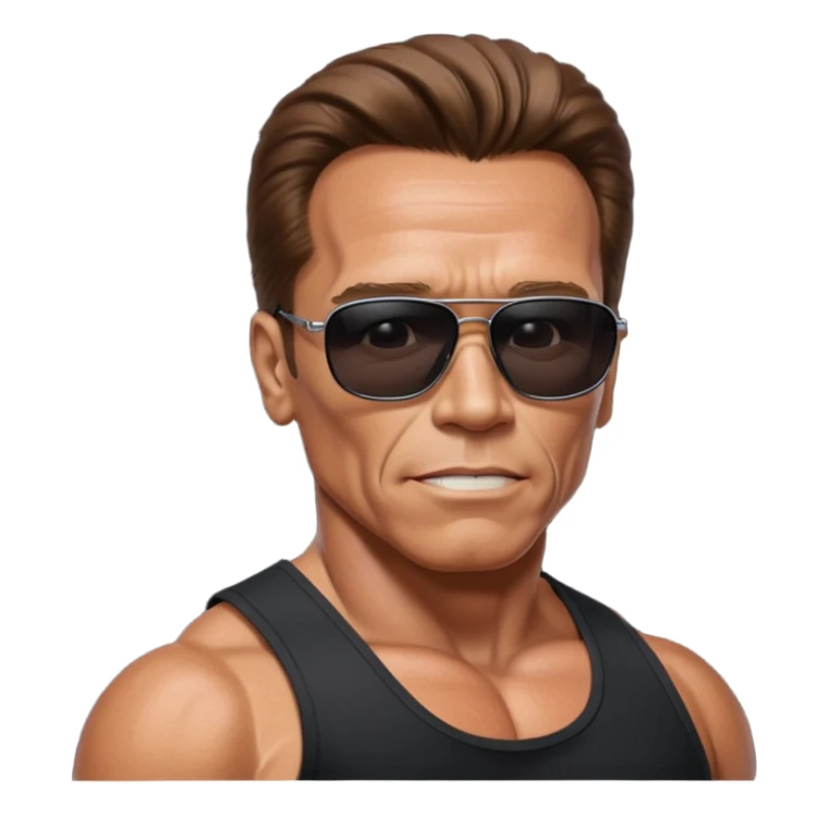 terminator shwartzneger only top in black galssess sticker