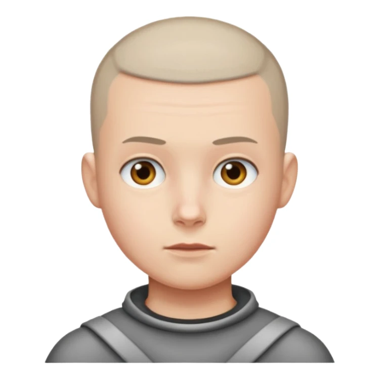 Buzz cut emoji not smiling and white skin color sticker
