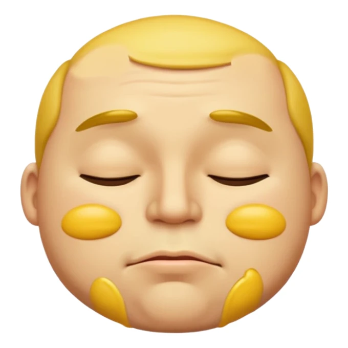 A male emoji with big fat lips with it’s eyes closed not smiling with its mouth closed and it’s yellow sticker