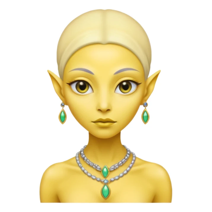  lady alien with yellow skin, Half body. sticker