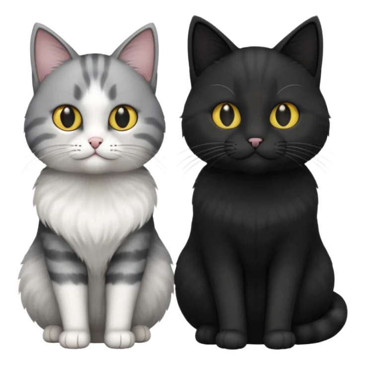 White and grey cat and black cat sticker