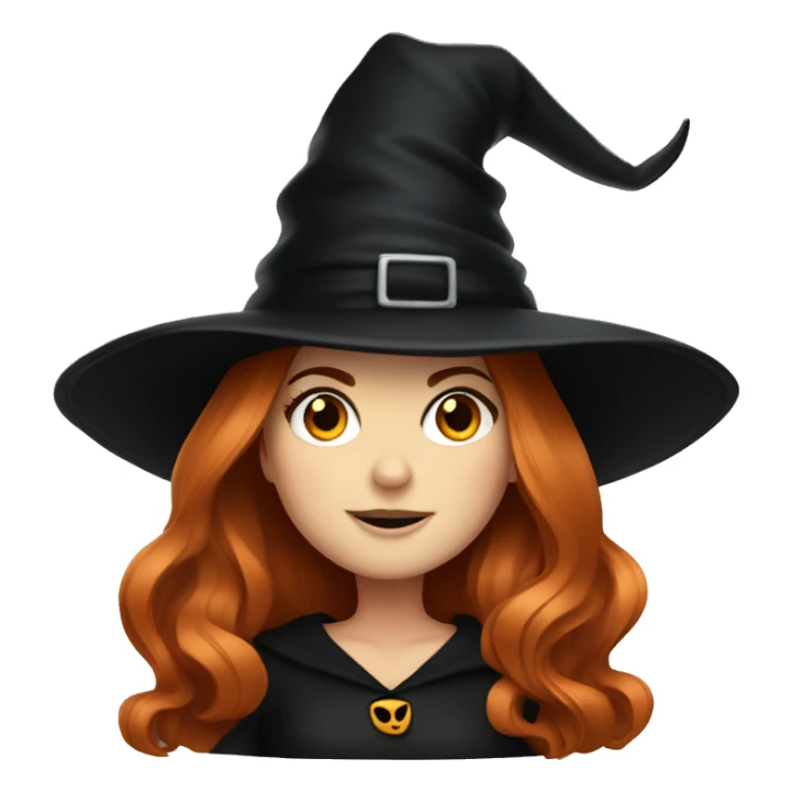 Isla fisher wearing a witch hat wearing black sticker