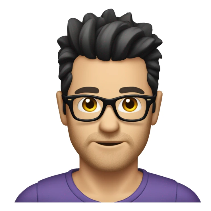 A tanned handsome white man with black hair, dark glasses and a small beard, a small mohawk hairstyle sticker