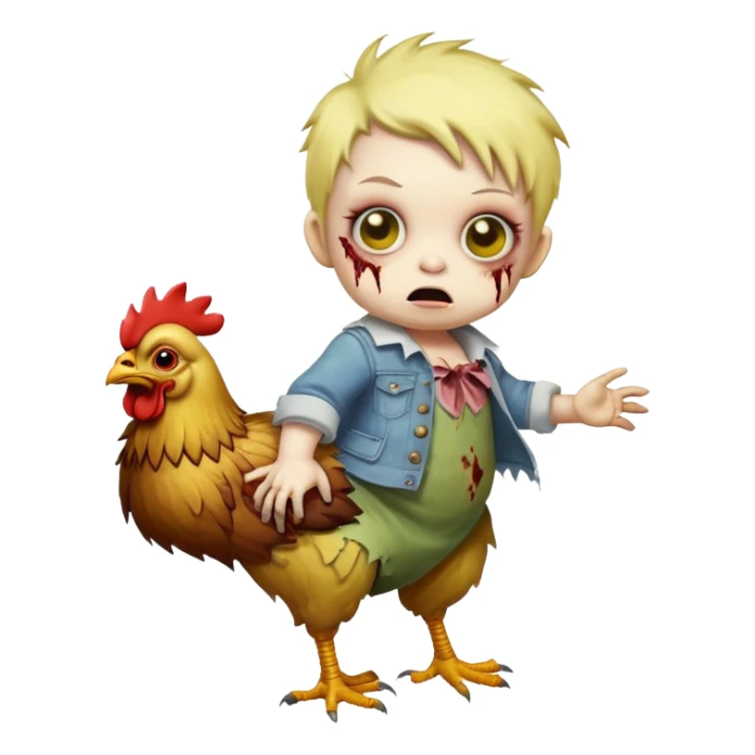 Baby zombie riding chicken sticker