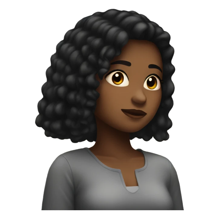 Girl with black hair looking at a sunset sticker