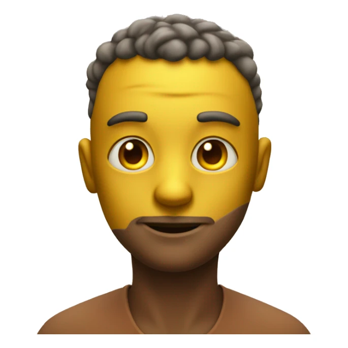 A yellow relaxed emoji face with reddish eyes. And with mesh dust clouds around him sticker