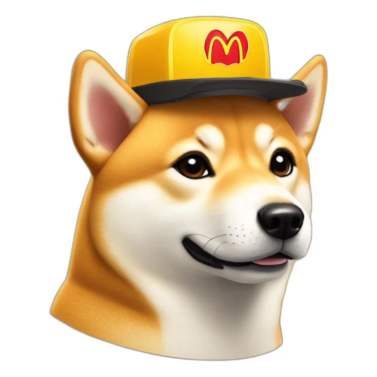 Shiba Inu with a mcdonalds hat sticker
