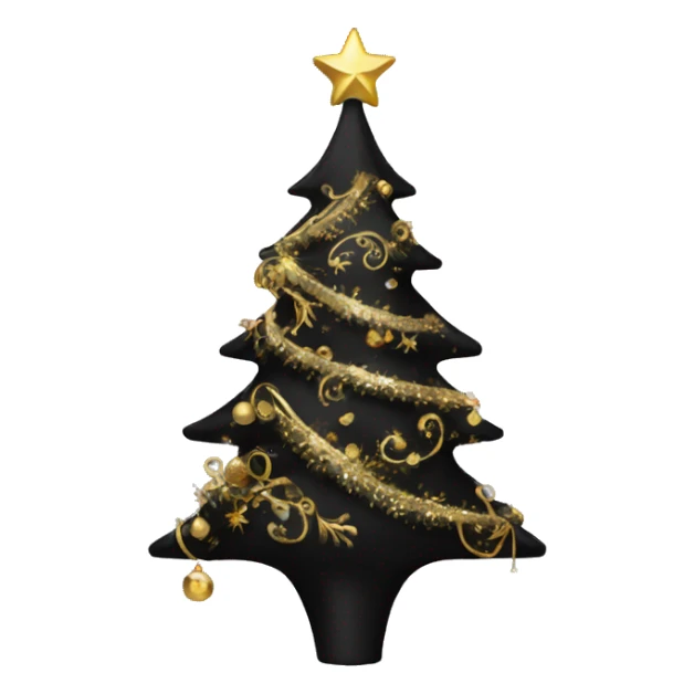 black christmas tree with gold ornaments  sticker