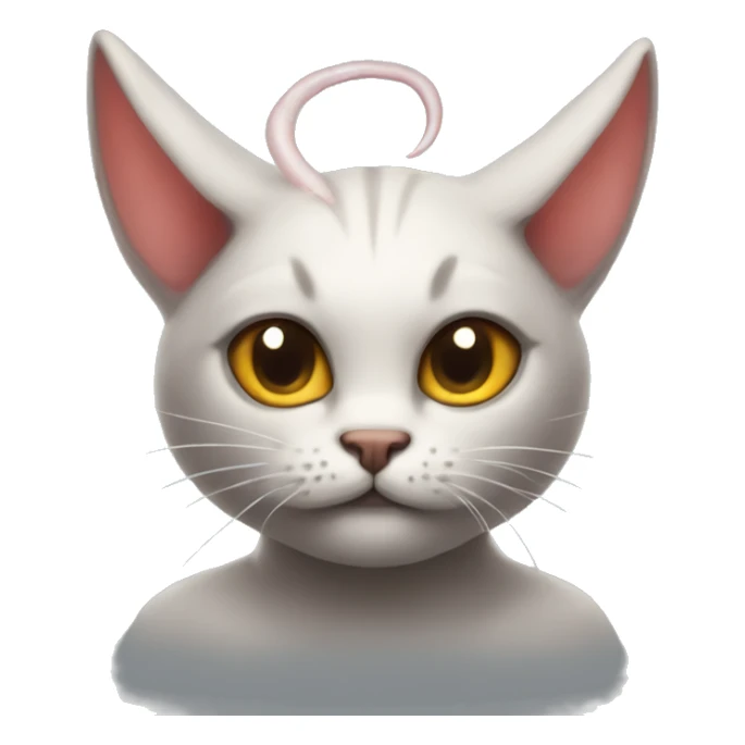 a cat with horns like a devil kisses a beautiful angel sticker