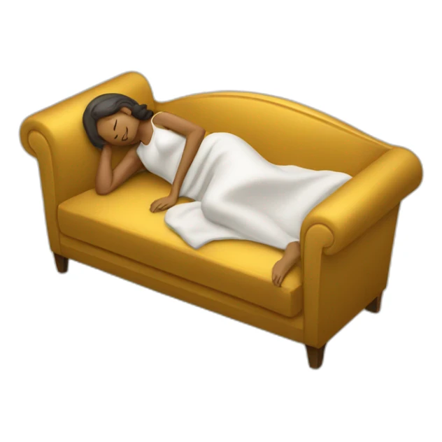 woman sleeping on a golden couch sticker
