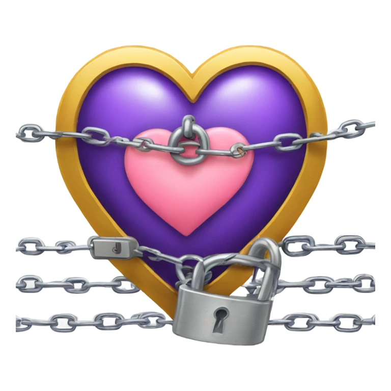 a heart, with a chain and padlock wrapped around sticker