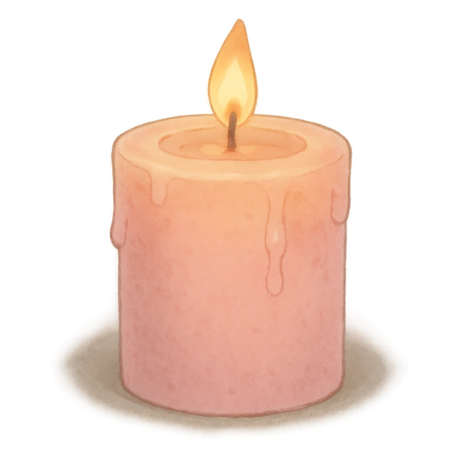 pink pastel candle with soft aesthetic and gentle lighting in ghibli style sticker