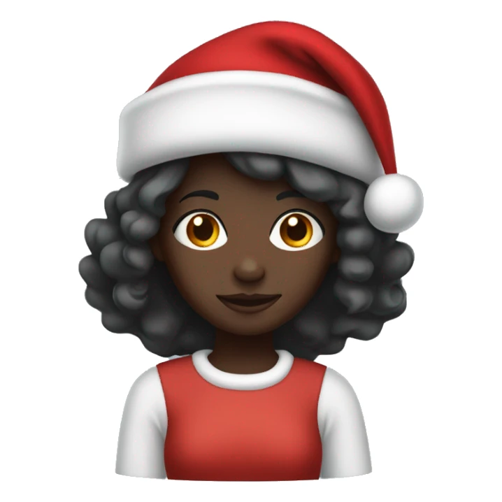 Dark skin girl with christmas hat sticker