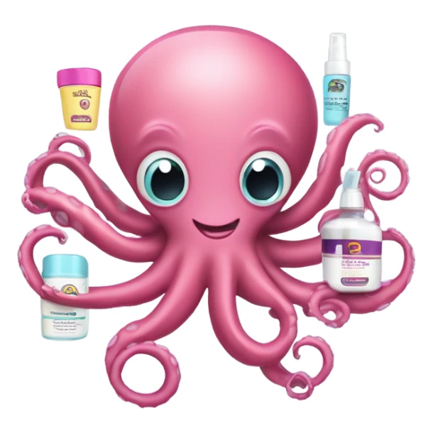 Octopuses holding skincare sticker