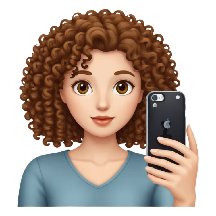woman taking a selfie, curly hair sticker